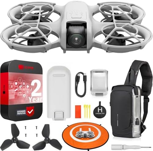 DJI Neo Drone 4K UHD Mini Quadcopter for Adults, 135g Self Flying Drone that Follows You, Palm Takeoff, AI Subject Tracking, QuickShots, (Controller-Free) Bundle with Deco Gear Accessories