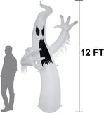 Sizonjoy 12 Ft Giant Halloween Inflatable Ghost, Blow Up Halloween Decorations Built-in LED Lights for IndoorOutdoor Yard Garden Includes Stakes