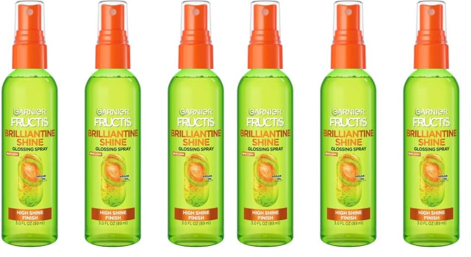 Garnier Fructis Style Brilliantine Shine Glossing Spray for High Shine Finish, Argan Oil, 3 Fl Oz, 3 Count (Packaging May Vary) (Pack of 2)