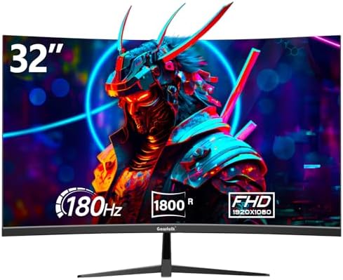 32 inch Gaming Monitor 1800R Curved Computer Monitors 165HZ / 180HZ PC Monitors VA Screen for Home, Office and Dormitory, FHD 1080P Computer Monitor Support HDMI & DP