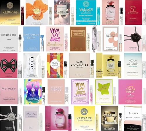 Women's Designer Fragrance Sampler Set - Luxury High End Perfume Vial Sample Most Popular (5 Assorted Samples)