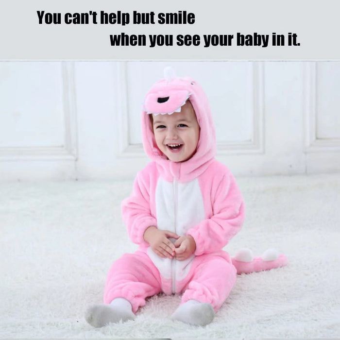 Baby Pink Dinosaur Costumes Unisex Toddler Outfit Halloween Dress Up Romper 18-24 Months