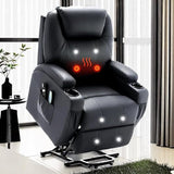 Electric Recliner with Massage and Heating, Power Lift Recliner Chair for Elderly and Adults, Modern Reclining Chair with Remote Control, Cup Holder, and Faux Leather Upholstery