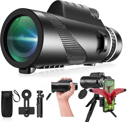 Monocular-Telescope 80x100 High Powered Monocular for Adults Monocular for Smartphone Adapter Monocular Telescope Observe Wildlife Bird Watching Travel Camping Hiking