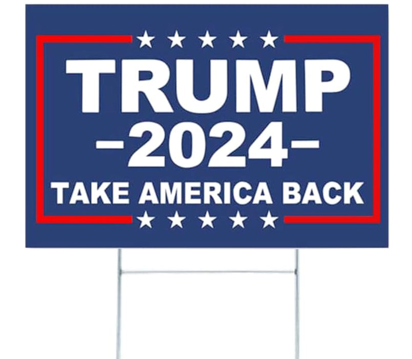 Trump 2024 Yard Sign with H-Stakes - Double Sided 18x12 Inch Trump Take America Back Signs, Placard Voted for Trump Lawn Signs Triggering Signs Rally Decoration Outdoor Lawn Yard Signs