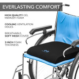 Everlasting Comfort Memory Foam Seat Cushion for Chair - Wheelchair Cushions for Tailbone Relief - Chair Cushion Covers for Pressure Sores - Ventilated Gel Seat Cushion for Chair, Seniors, & Adults