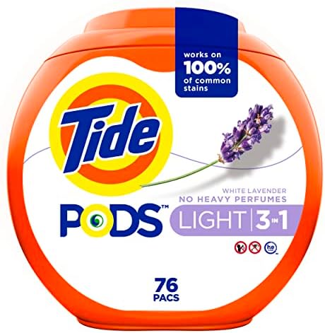 Tide PODS Light Laundry Detergent Pacs, 76 Count, White Lavender Scent, Powerful Clean with a Light and Lasting Scent