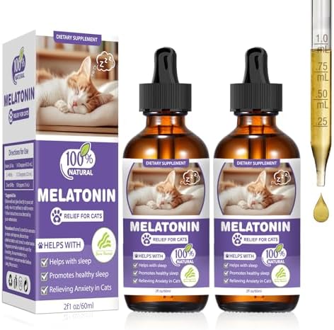 Cat Melatonin, Melatonin for Cats, Cat Tranquilizer to Anxiety Relief for Cats and Stressful Emotions in Cats, Cat Sleep Aid to Promote Relaxation and Entry into Sleep in Cats