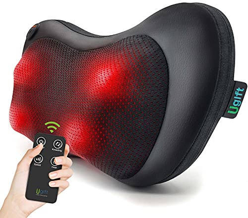 Ugift Back Massager Pillow with Remote Control -Deep Tissue Neck Massager with Heat and Shiatsu Kneading for Shoulder Leg Foot Body Pain Relief -Massage Pillow for Home Car Office Gifts for Women/Men