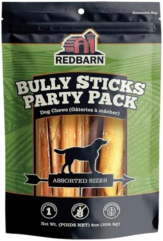 Redbarn Pet Products All Natural 5-8" Bully Sticks for Small & Large Dogs - Healthy Long Lasting Chews Variety Party Pack - 100% Beef Single Ingredient Low Odor Rawhide Free Dental Treats - 8 oz Bag