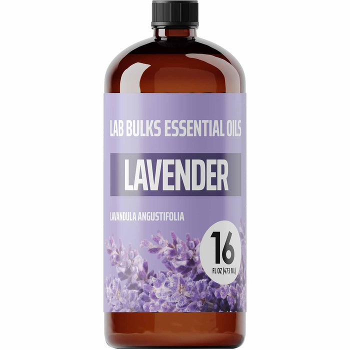 LAB BULKS ESSENTIAL OIL - Lavender Oil 16 Ounce Bottle for Diffusers, Home Care, Candles, Aromatherapy, Lavender Oil Spray (1 Pack)