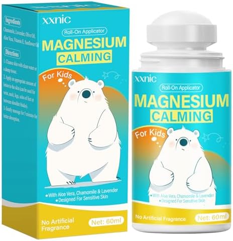 Kids Magnesium Cream, Magnesium Lotion for Kids Sleep, Supports Children Bedtime & Night Calming, Roll-On Applicator Design, 60ml 2oz