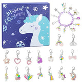 Christmas Advent Calendar 2024 for Girls Boys with 24 Days Unique Gift Countdown Calendar Blind Box Blue UnicornTheme DIY Creative Charm Pendant Bracelet Necklace Daughter Granddaughter niece