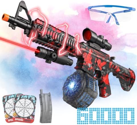 Large Splatter Gel Ball Blaster with Drum & 60,000 Rounds, Electric Gel Splat Blaster Automatic and Manual