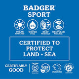 Badger Reef Safe Sunscreen, SPF 40 Sport Mineral Sunscreen, 98% Organic Sunscreen Ingredients, Broad Spectrum, Water Resistant, Zinc Oxide Sunscreen, Unscented, 2.9 fl oz