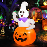 GOOSH 5 FT Halloween Inflatable Cute Pumpkin Ghost Outdoor Decorations Blow Up Yard Ghost in Pumpkin with Built-in LEDs for Indoor Party Garden Lawn Decor