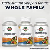 KAL Enhanced Energy Supplements, Once Daily Whole Food Multivitamin for Women and Men, Iron Free, 23 Essential Vitamins, Minerals, Super Foods, Digestive Enzymes, 60-Day Guarantee, 60 Serv, 60 VegTabs