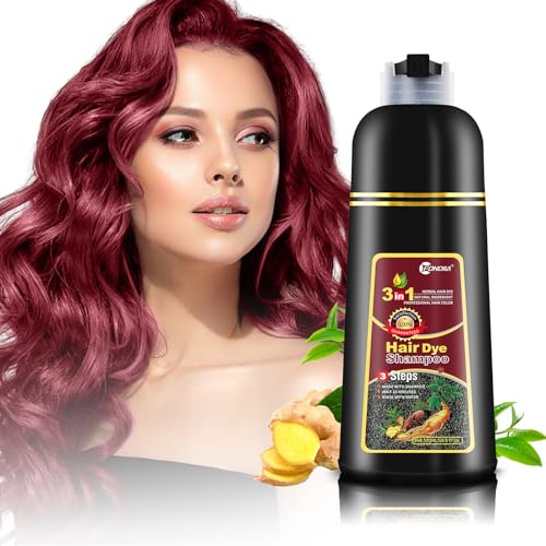 Leorx 3 In 1 Wine Red Color Hair Dye shampoo, For Refresh and Instant Herbal Coloring For Women&Men - Tintes Para El Cabello Profesional