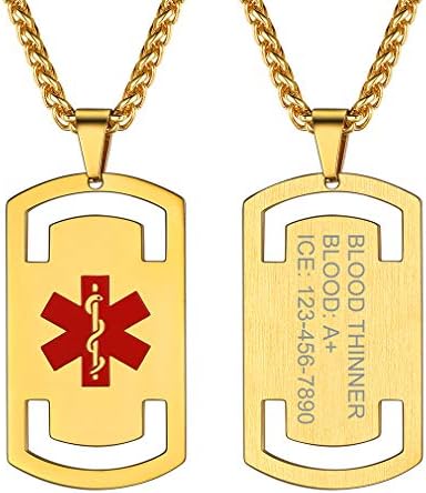 Supcare Medical Alert Necklace for Men Women, Stainless Steel Engraved Medical Emergency Pendant,Customized Medical ID Jewelry(16 Types)