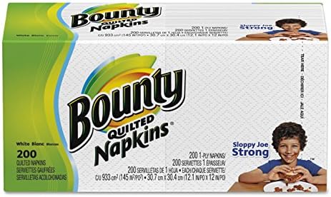Bounty 96595CT Quilted Napkins, 1-Ply, 12 1/10 x 12, White, 200/Pack, 8 Pack/Carton