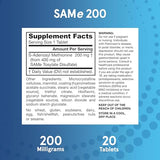 Jarrow Formulas SAMe 200 mg, Supports Joint Health, Liver Function, Brain Metabolism, 20 Tablets, Up To A 20 Day Supply