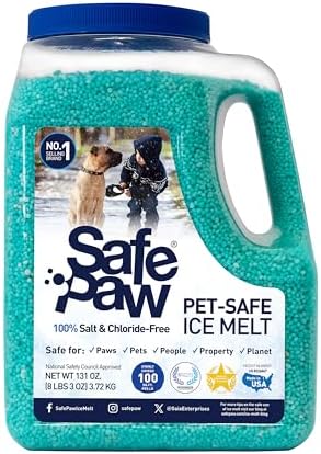 Safe Paw Ice Melt - Pet & Kid Friendly, Salt-Free & Chloride-Free, Safe for Concrete, Driveways & Sidewalks | Long-Lasting & Fast- Snow & Ice Melter for Winter Use - 3X Longer Effect