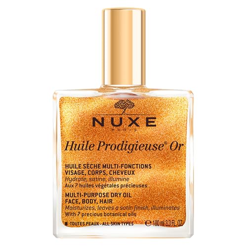 NUXE Huile Prodigieuse Shimmer Multi-Purpose Dry Oil - Luxurious Radiant Glow and Hydration for Face, Body & Hair