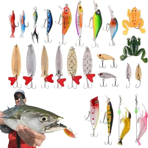 Fishing Tackle Christmas Advent Calendar 2024, Fishing Lures Set, Fishing Lure Advent Calendar, Fish Bait Christmas Calendar for 24 Days Surprise Gift for Christmas, Husband, Friend (24 Days-A)