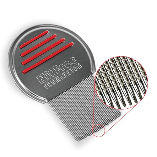 Nit Free Terminator Lice Comb, Professional Stainless Steel Comb for Head Lice Treatment, Pack of 2,Silver