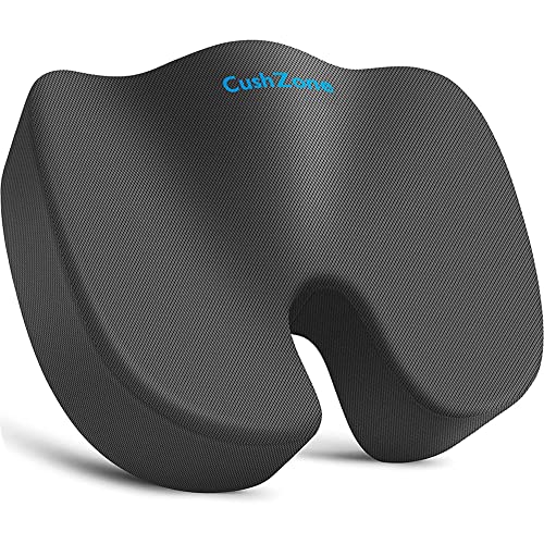 CushZone Seat Cushion, Office Chair Cushions, Car Seat Cushion, Non-Slip Sciatica & Back Coccyx Tailbone Pain Relief Chair Pad, Memory Foam Pillow for Computer Desk, Wheelchair, Driving(Grey)
