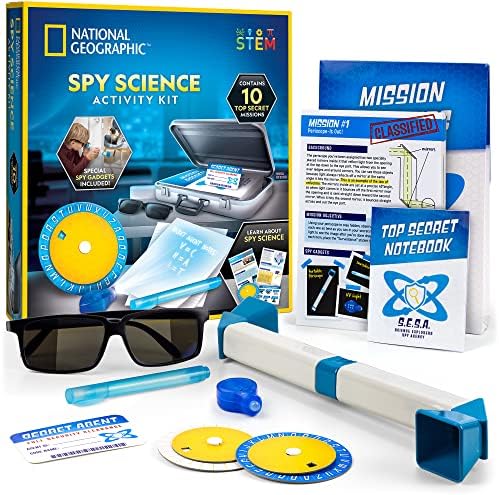 NATIONAL GEOGRAPHIC Spy Science Kit - Kids Spy Activity Set, Complete 10 Secret Spy Missions with Spy Gadgets for Kids and Spy Gear, Kids Detective Kit, Science Kits for Kids, Pretend Play