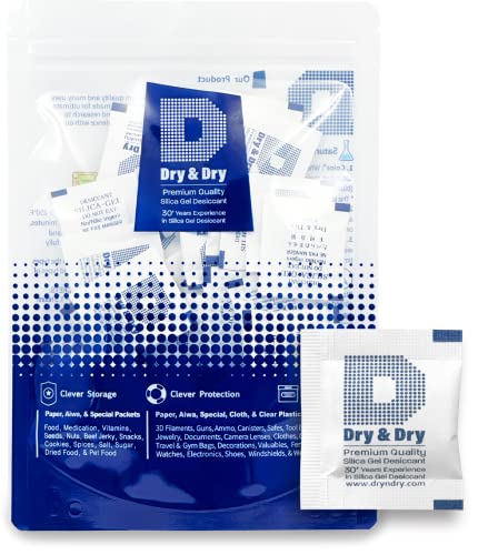 Dry & Dry 1 Gram [250 Packets] Silica Gel Packets Desiccants Silica Gel Packs - Food Safe Silica Packets Silica Gel Desiccant Packs for Storage