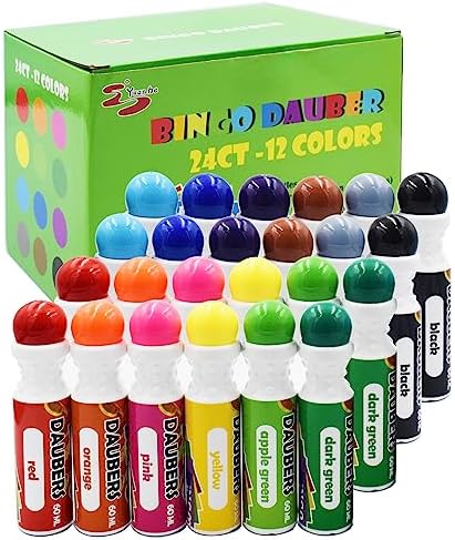 Yuanhe Bingo Daubers Dot Markers - Mixed Colors Set of 24 Pack-12Colors