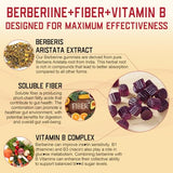 Berberine Supplement 1500mg with Soluble Fiber, B1, B3 & B6, Sugar Free Berberine HCL Gummies, High Bioavailability AMPK Activitor for Metabolism Balanced, Daily Digestive & Body Management, 60 Cts