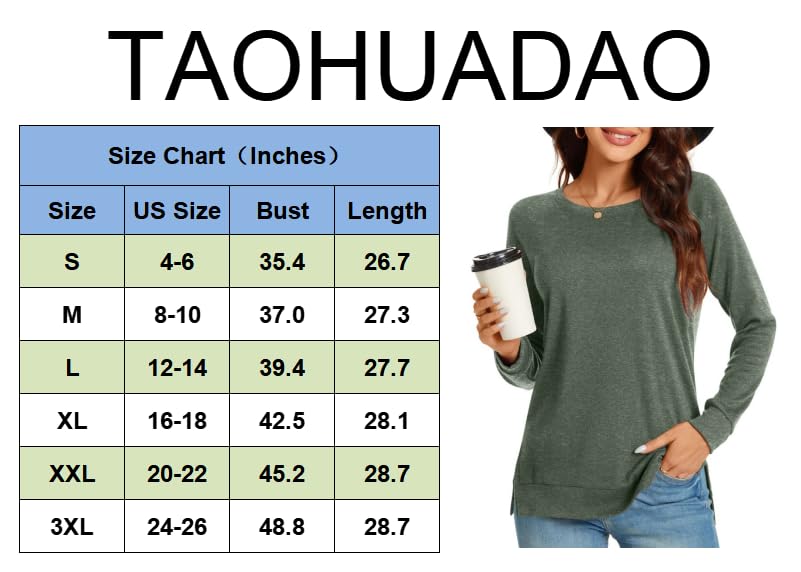 TAOHUADAO Women's 2024 Fall Casual Long Sleeve T-Shirt Side Split Tunic Tops for Leggings Loose Crewneck Sweater Christmas Medium, Red