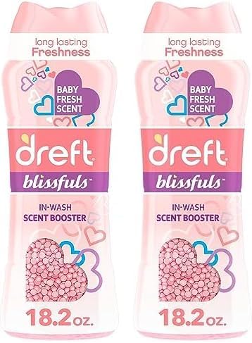 Dreft Blissfuls In-Wash Scent Booster Beads, Baby Fresh Scent, 18.2 oz (Pack of 2)