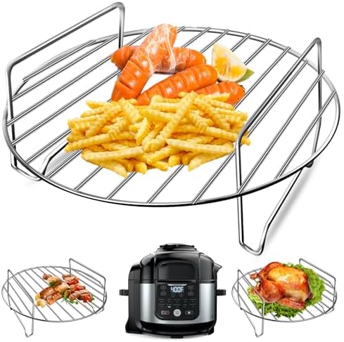 Air Fryer Basket for Ninja Foodi FD302 FD401 OS101 OS301 FD305CO OS401, Replacement 9.2''*9.2'' Stainless Steel Air Fryer Accessories Roasting Steamer Grill Racks, Dishwasher safe