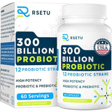 Probiotics for Women Men: 300 Billion CFU Probiotic High Potency + 12 Strains Organic Probiotics with Prebiotics, Daily Probiotic Supplement for Digestive, Gut, Immune and Bloating Health, 60 Capsules