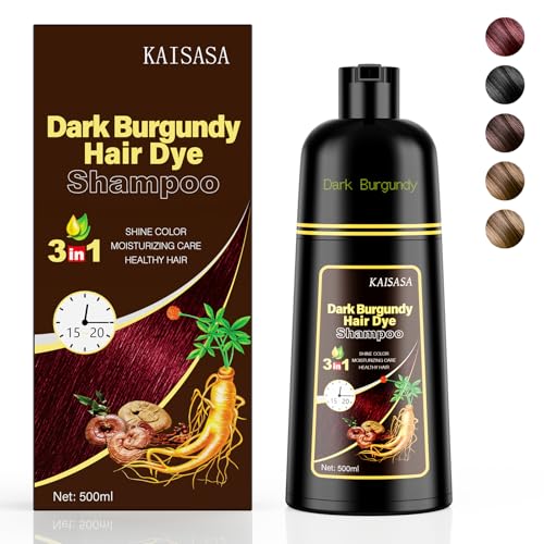 Hair Dye Shampoo 3 in 1, Hair Color Shampoo for Women and Men, Natural Hair Dye to Gray Hair, Herbal Ingredient Shampoo for Hair Coverage 500ml (Dark Burgundy)