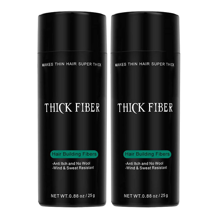 THICK FIBER Hair Fibers for Thinning Hair & Bald spots (DARK BROWN, Pack of 2) - 25g Bottle - Conceals Hair Loss in Seconds - Hair Powder For Women & Men