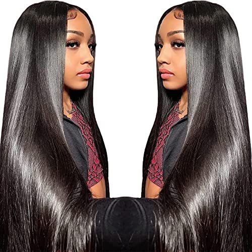Straight Lace Front Wigs Human Hair Pre Plucked 180 Density Unprocessed Brazilian Virgin Human Hair 13x6 HD Lace Frontal Wigs Black Human Hair Glueless Wigs for Women 26 Inch