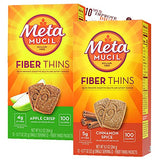 Metamucil Fiber Thins Fiber Supplement with Bleam Digestive Health Support Tip Card Psyllium Fiber Bars - 12CT Apple Crisp & 12CT Cinnamon Spice - Set