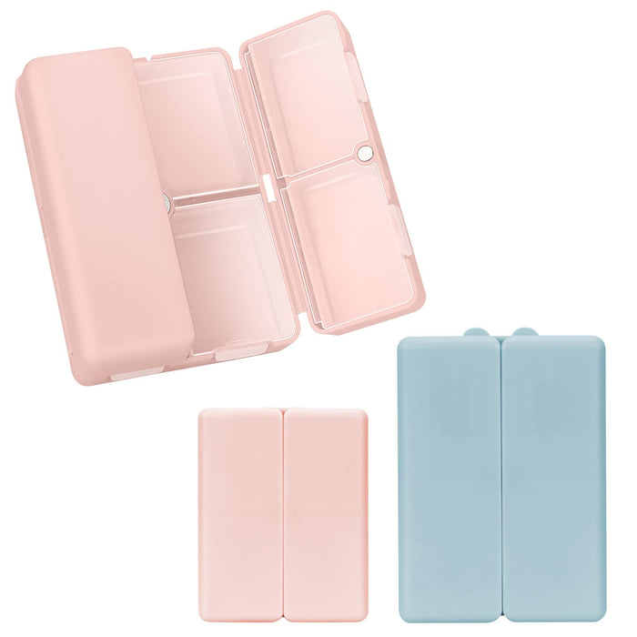 FYY 2 Pcs Daily Pill Organizer, 7 Compartments Portable Pill Case Travel Pill Organizer,[Folding Design]Pill Box for Purse Pocket to Hold Vitamins,Cod Liver Oil,Supplements and Medication-Pink+Navy