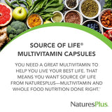 Natures Plus Source of Life - 180 Capsules - Multivitamin & Mineral Supplement - Supports Natural Energy & Overall Well-Being - Gluten Free, Vegetarian - 60 Servings