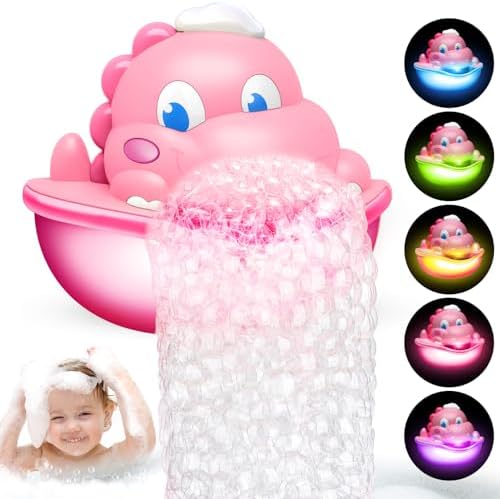 Bath Toys,Light-Up Baby Bath Toys Bath Bubble Machine Automatic Bubble Maker Bath Toys for Kids Ages 1-3 4-8 Toddler Bath Toys Easter Basket Stuffers Dinosaur Toys for Kids 3-5 for Kids