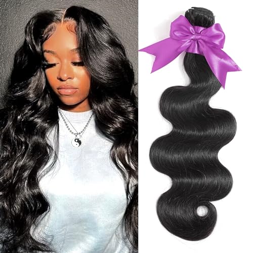 Body Wave Bundles 10A 1 Bundles Human Hair 100% Unprocessed Brazilian Virgin Raw Hair Bundles Extensions Double Weft Curly Weave Bundles Human Hair Natural Color Deals Full And Thick 22 Inch