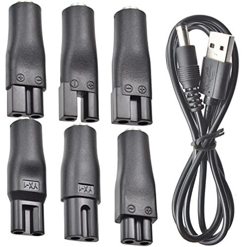 7 PCS Power Cord 5V Replacement Charger USB Adapter Suitable for Electric Hair Clippers, Beard Trimmers, Shavers, Beauty Instruments, Desk Lamps, Purifiers.