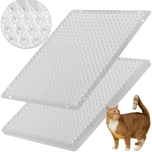 12 Pack Cat Repellent Outdoor/Indoor Scat Mat for Cats&Dogs, Keep Away Pest Plastic Mats with Spikes,16 x 13 Inches
