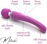 Therapeutic Personal Massager - Handheld Cordless and Powerful Wand - 8 Speeds 20 Vibrating Patterns - USB Rechargeable - Magic Recovery Effect for Women and Men, Body, Neck, Back & Shoulders