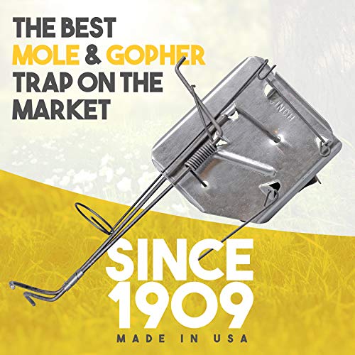 Cinch Mole Trap with Tunnel Marking Flag (Small) Heavy-Duty, Reusable Rodent Trapping System | Lawn, Garden, and Outdoor Use | Weather Resistant Steel